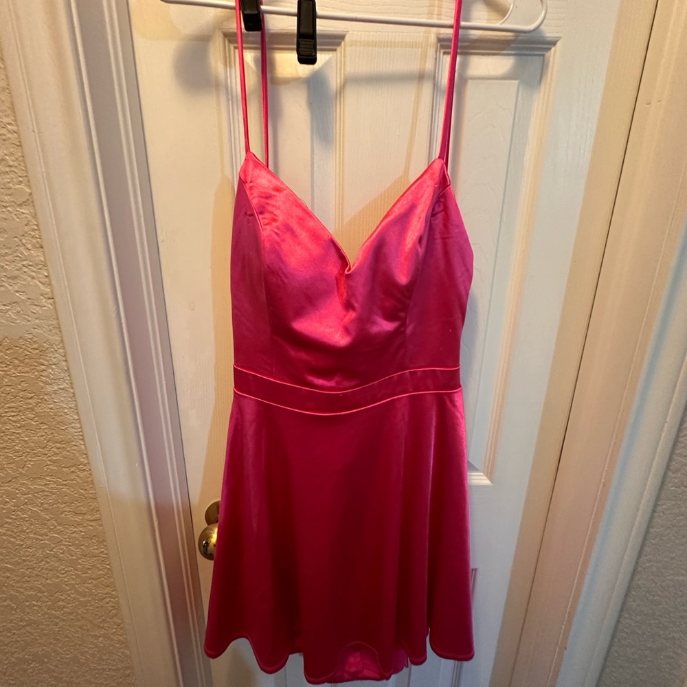 Hot Pink Satin Dress